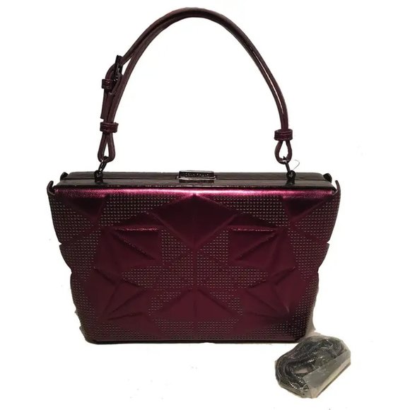 Tonya Hawkes Purple Metallic Embossed and Laser Cut Leather Clutch - Picture 8 of 8